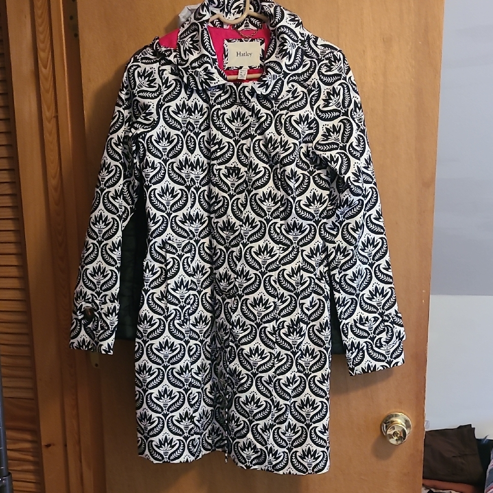Hatley Black and White Patterned Trench Coat
